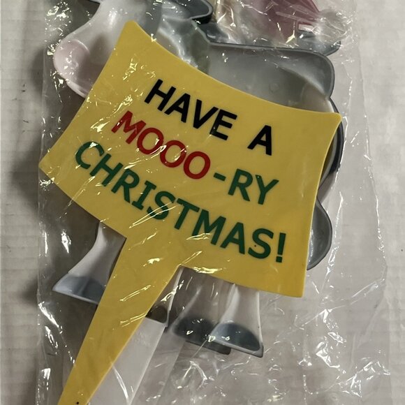 Vintage JSNY Plastic Christmas Yard Lawn Stakes Decor Cows Farms Moo 1990 3PC - Picture 7 of 9